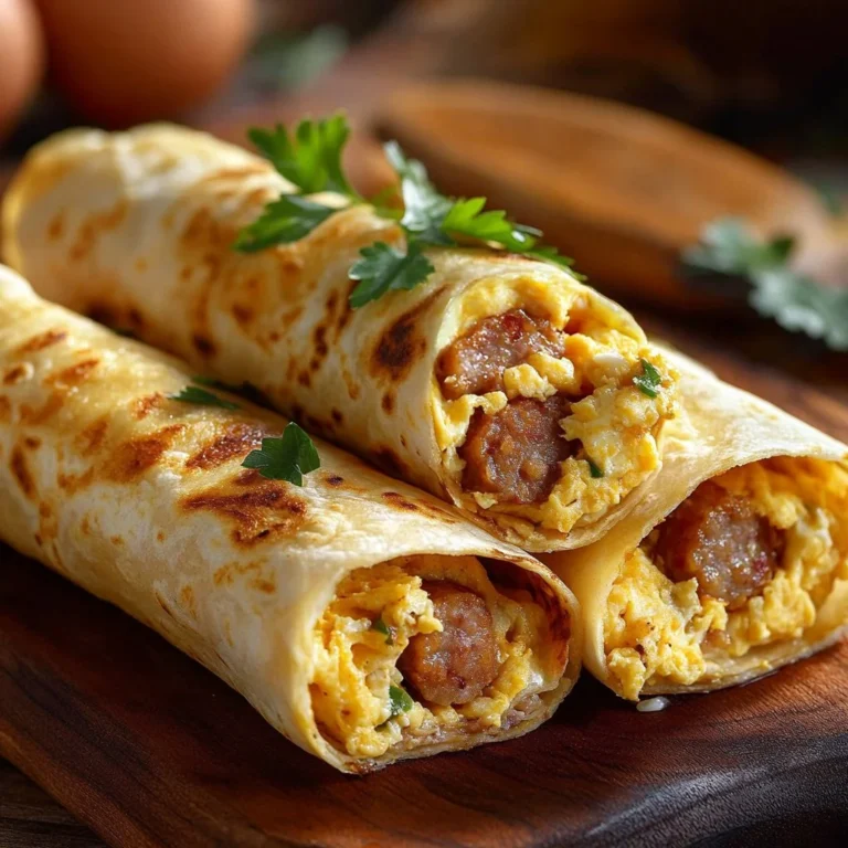 Sausage Egg Cheese Roll-Ups served on a plate