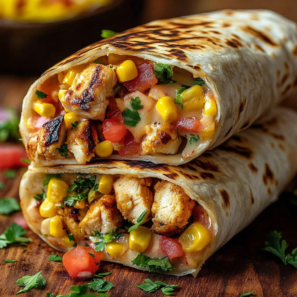 Delicious spicy chicken burrito with fresh ingredients and vibrant flavors