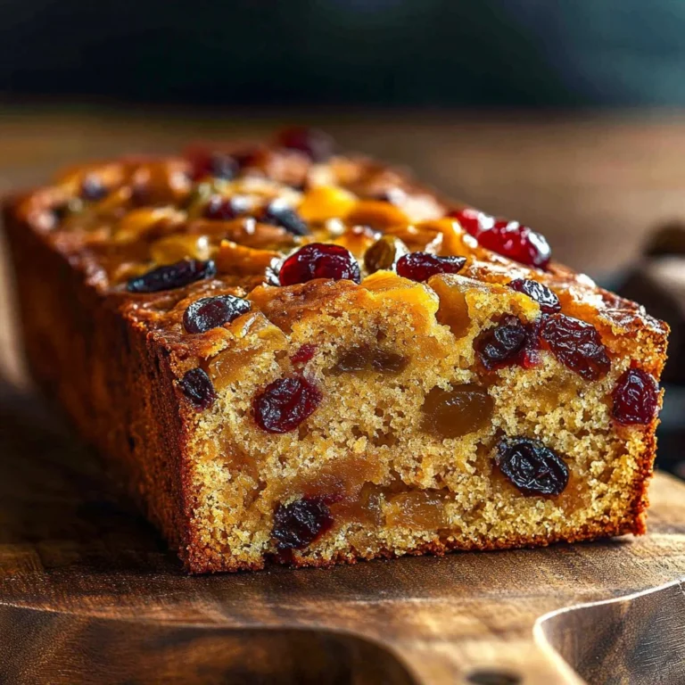 Sliced holiday fruitcake decorated with nuts and dried fruits