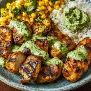 30-minute street corn chicken rice bowl garnished with fresh cilantro