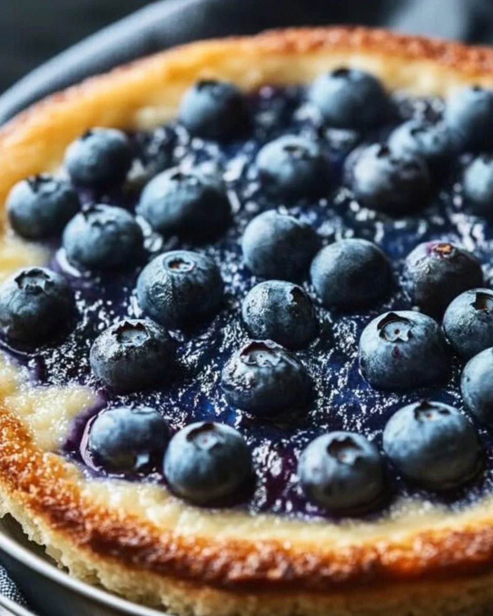 Baked blueberry cottage cheese bowls topped with fresh blueberries