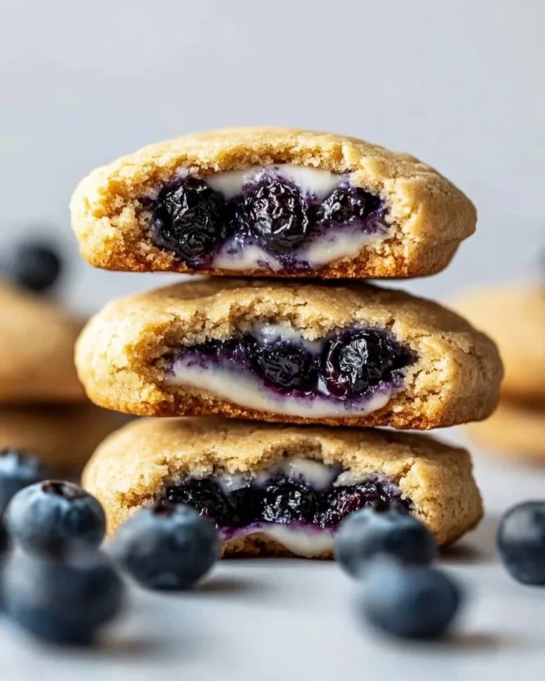 Freshly baked blueberry cheesecake cookies on a plate