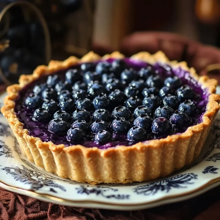 Blueberry chia seed pie served on a dessert plate, showcasing its healthy ingredients