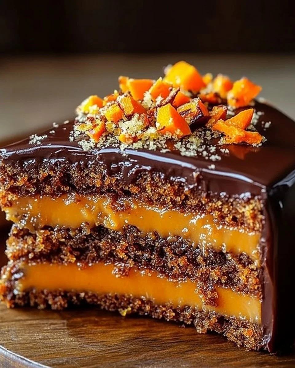 Delicious Brazilian Carrot Cake topped with chocolate icing