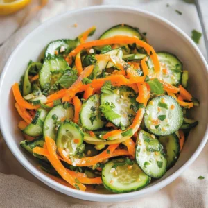 Fresh cucumber and carrot salad with vibrant colors and healthy ingredients