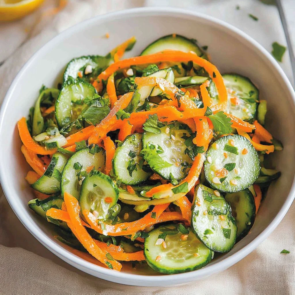 Fresh cucumber and carrot salad with vibrant colors and healthy ingredients