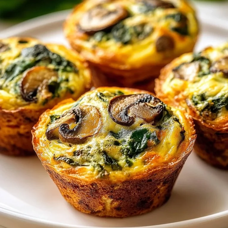 Easy spinach and mushroom quiche muffins baked in a tray