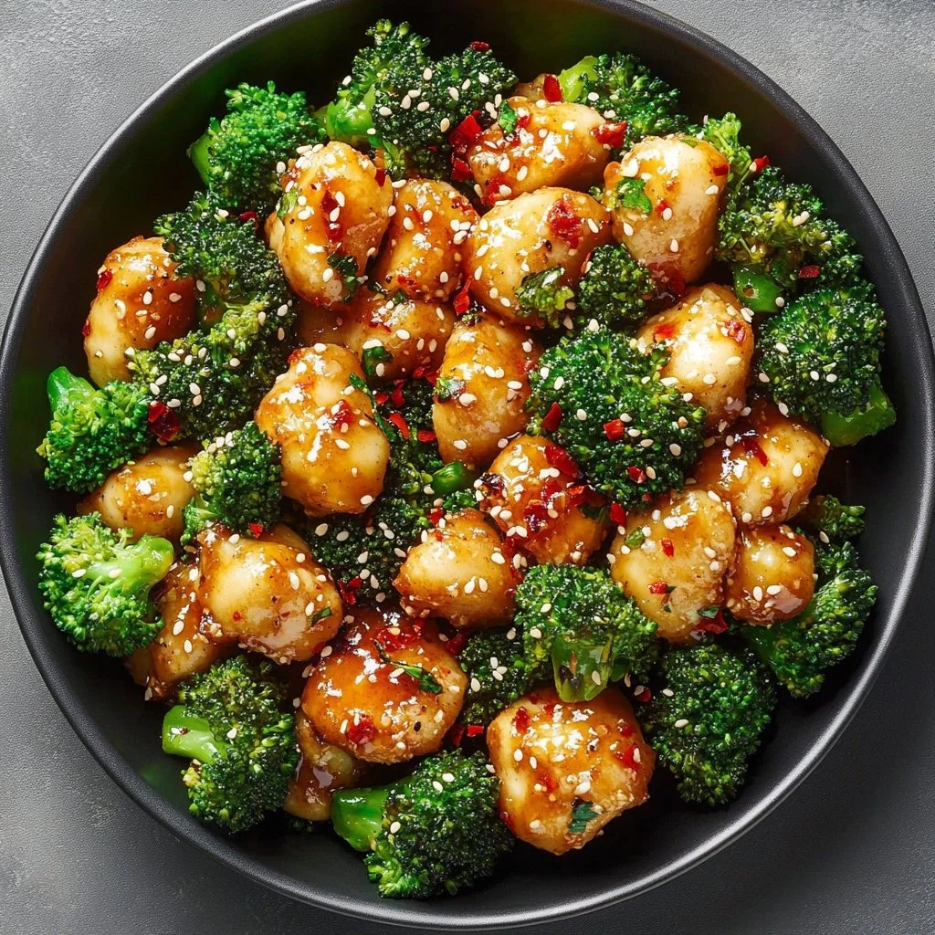 Delicious garlic butter chicken with broccoli served on a plate.