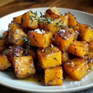 A plate of crispy garlic roasted eggplant garnished with herbs.