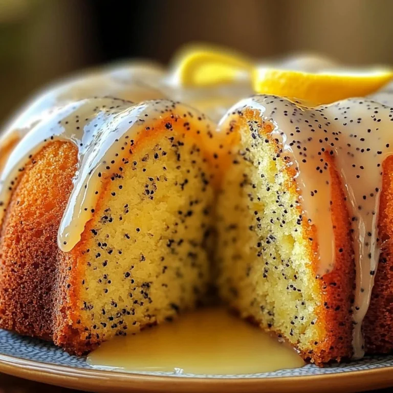 Deliciously moist lemon poppy seed cake with a lemon glaze.