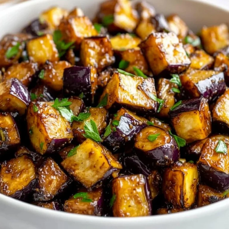 Low-calorie air fryer eggplant dish served on a plate