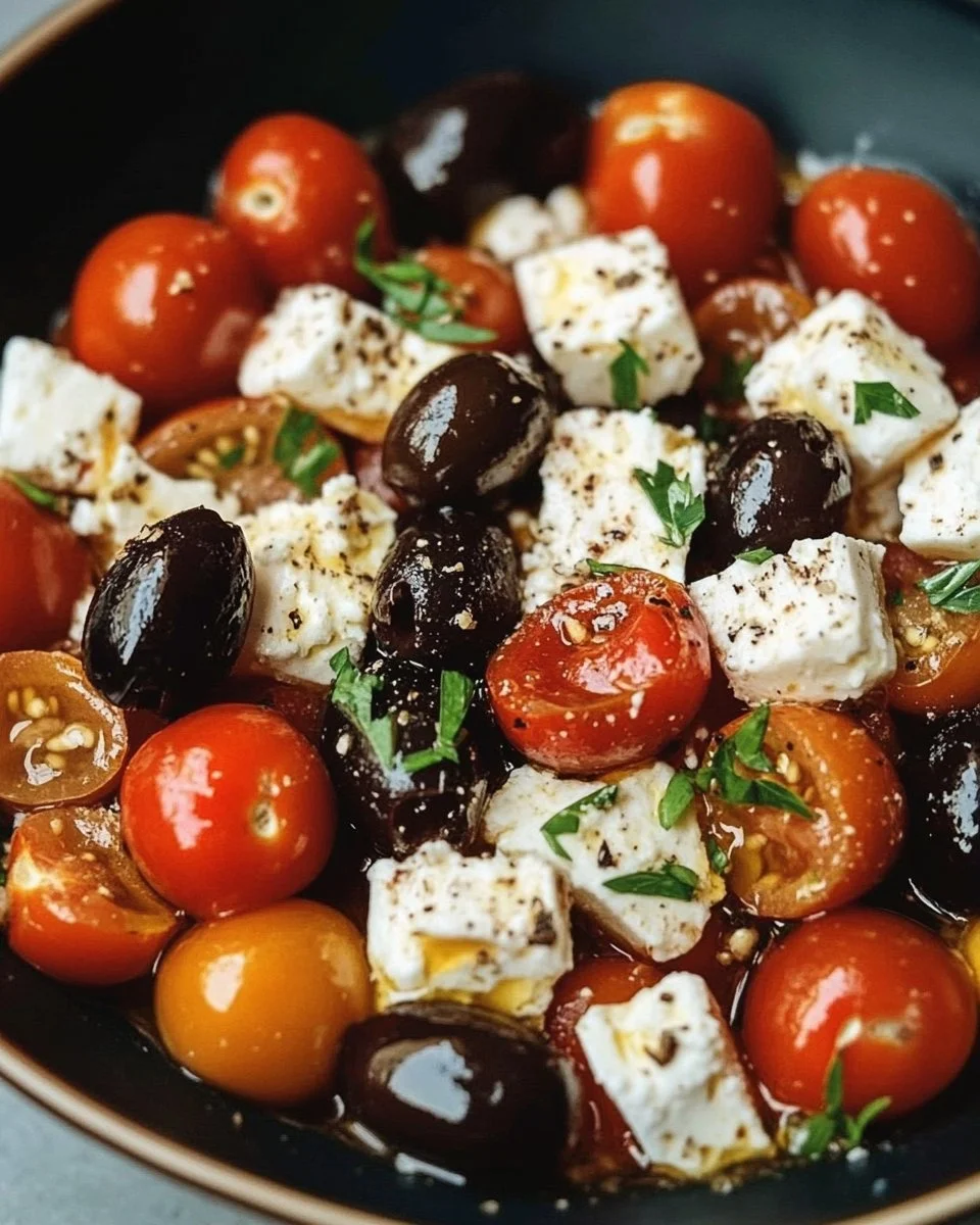 Mediterranean Keto Skillet with ground chicken, olives, and feta cheese
