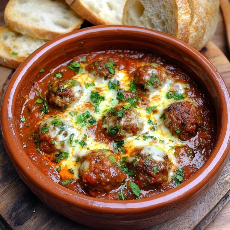 Plate of Moroccan Meatball Stew (Kefta Mkaouara) with fresh herbs and spices