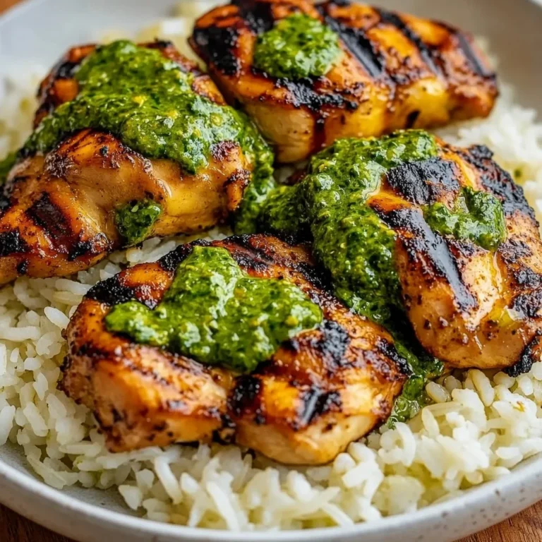 Delicious Peruvian chicken served with rice and vibrant green sauce.