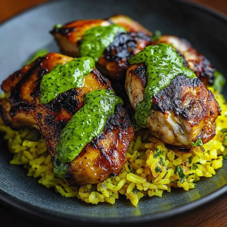 Delicious Peruvian chicken and rice served with flavorful green sauce