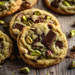Pistachio cream cookies displayed on a decorative plate