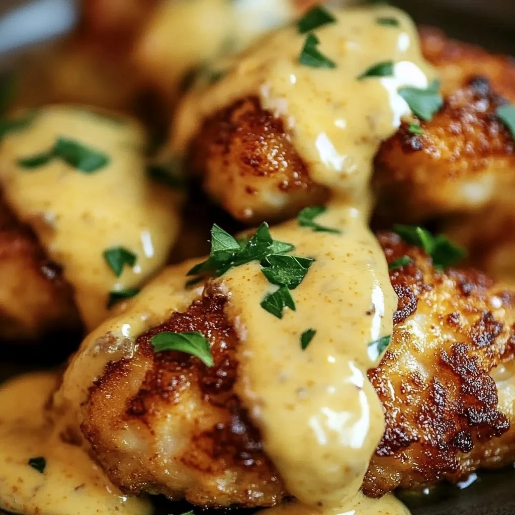 Baked Pretzel Chicken with a crispy pretzel crust on a plate