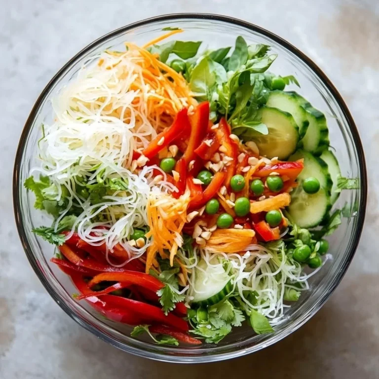 Spring roll salad with colorful vegetables and spicy ginger dressing