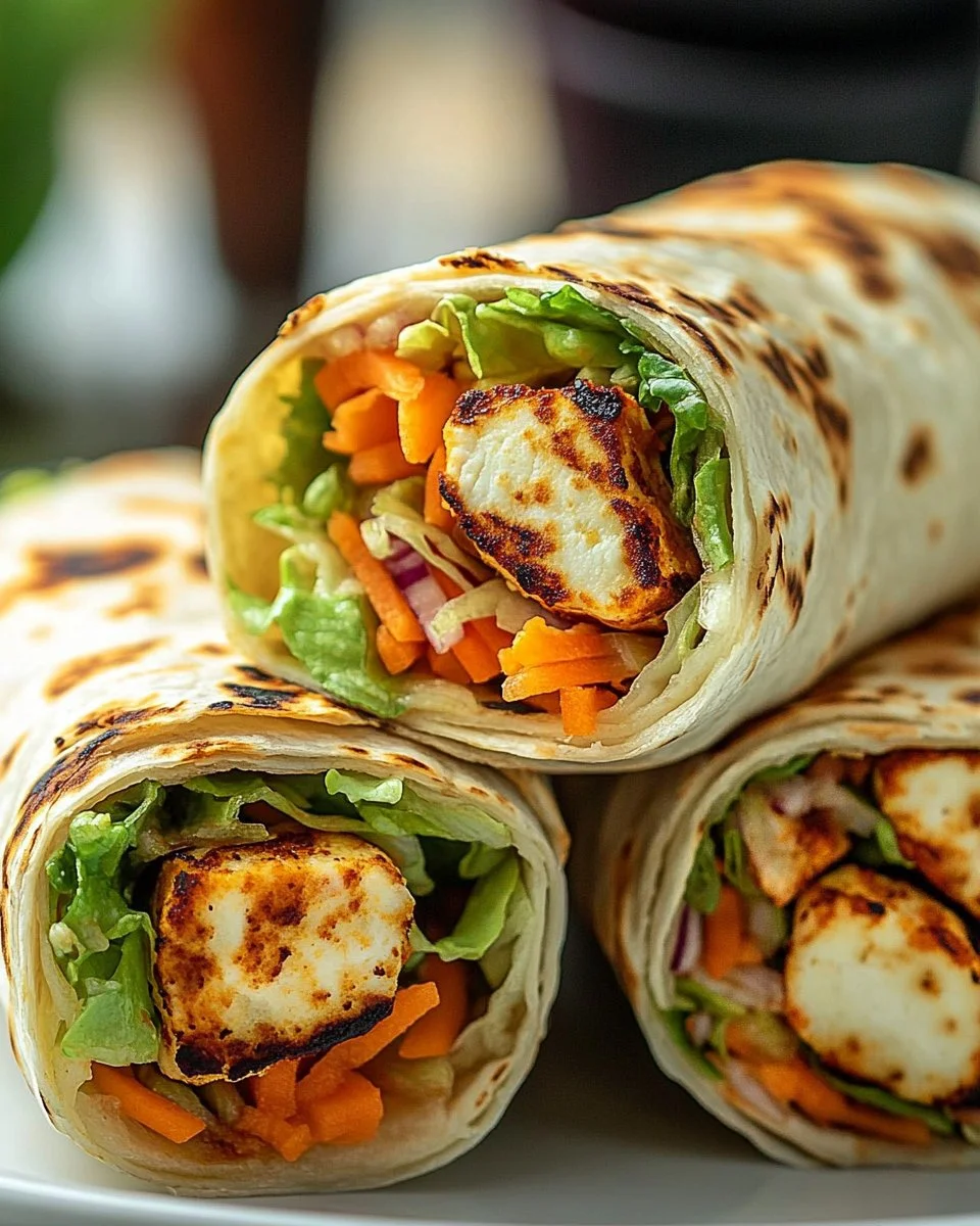Delicious Sweet Chili Halloumi wraps filled with fresh ingredients