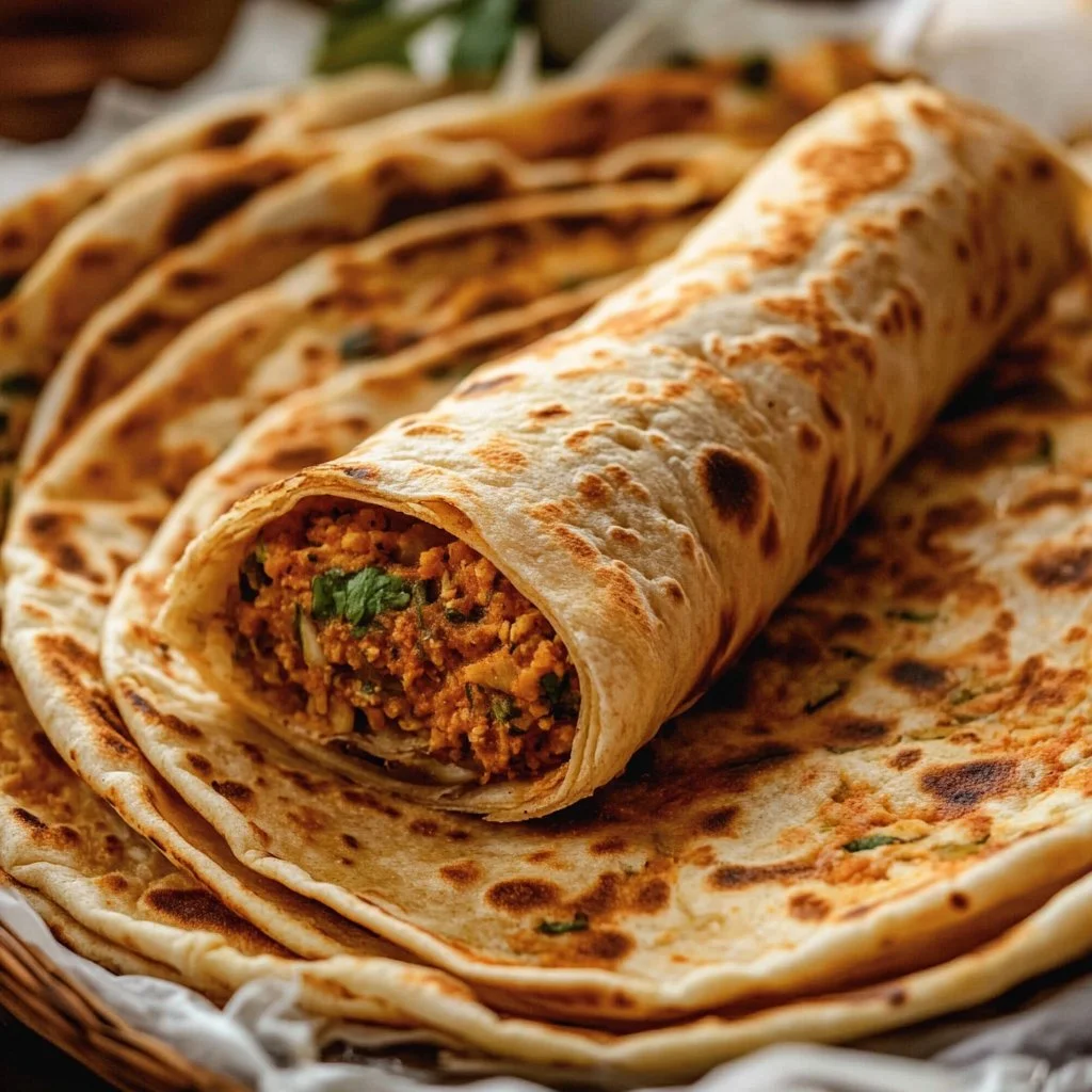 A mouthwatering Turkish Pizza topped with fresh ingredients and spices.